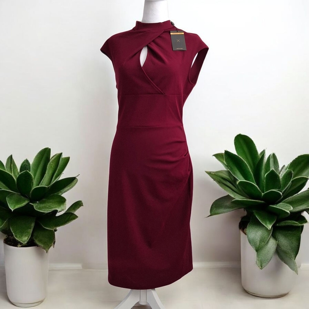 Miusol Women's Retro Ruffle Style Slim Work Pencil Dress - Size L